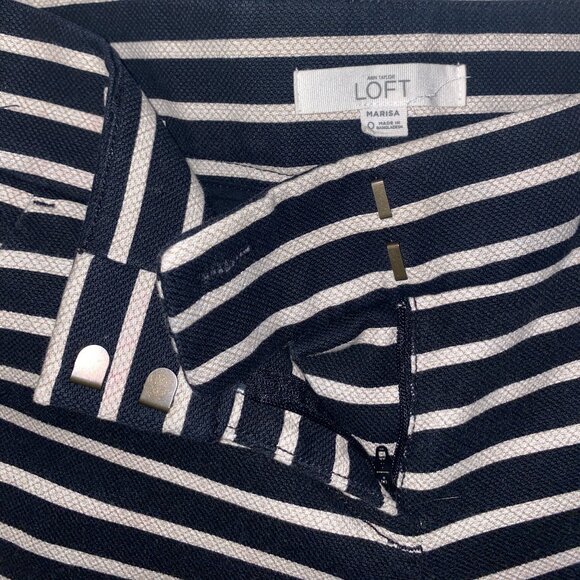 LOFT “Marisa” Straight Fit Pants | Black, White & Beige Stripe | Size 0 - Picture 3 of 7